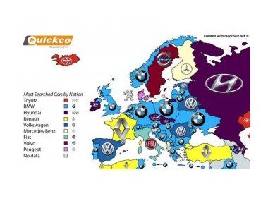 Популярність автомобільних брендів в країнах світу.